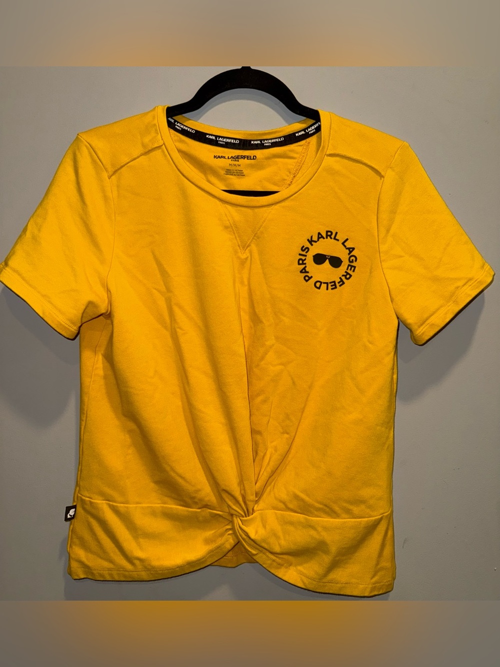 Karl Lagerfeld Yellow Twist-Front Tee